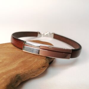 Ezüst Férfi bőr karkötő