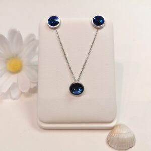 Ezüst blue swarovski lánc-füli szett